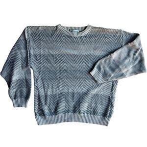 Vintage 90s Re-Union Men Size L Beige Striped Preppy Academia Sweater Knit